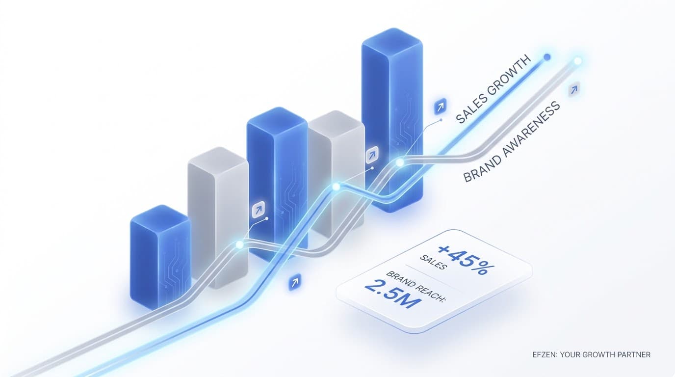 SEO ile satış büyümesi ve marka bilinirliği grafiği